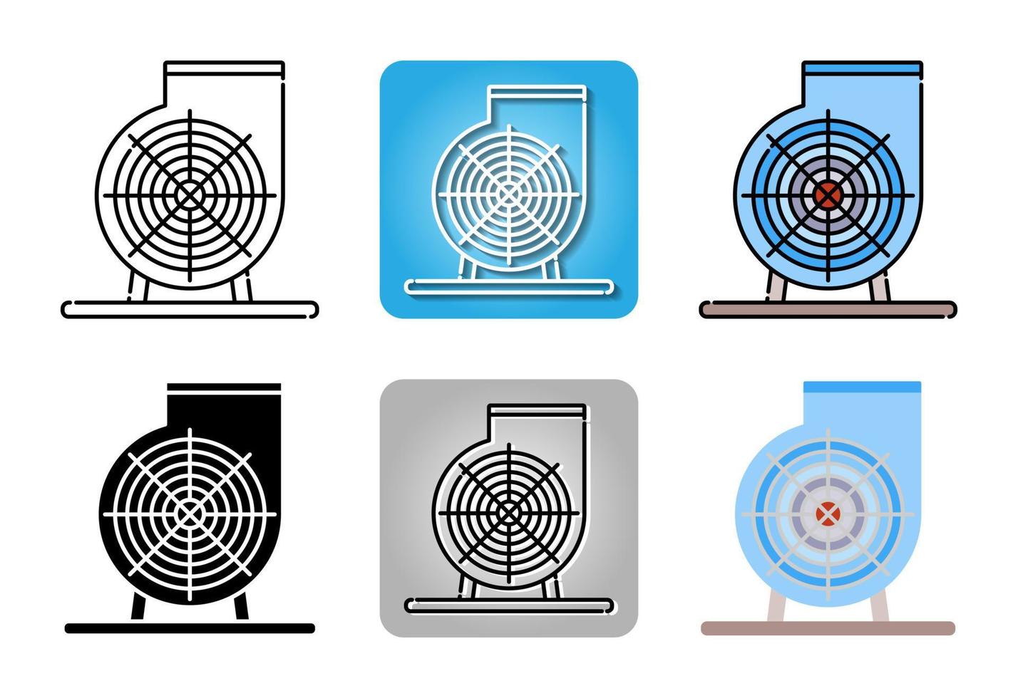 Ventilating fan or Blower  icon set isolated on white background for web design vector