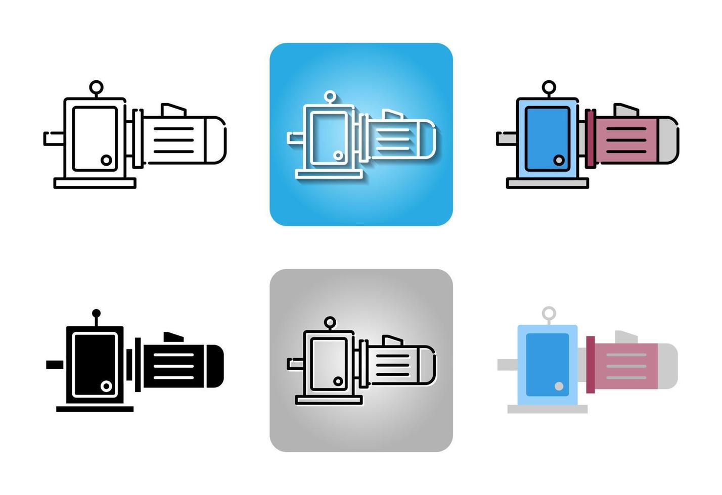 Electric motor and gear icon set isolated on white background for web design vector