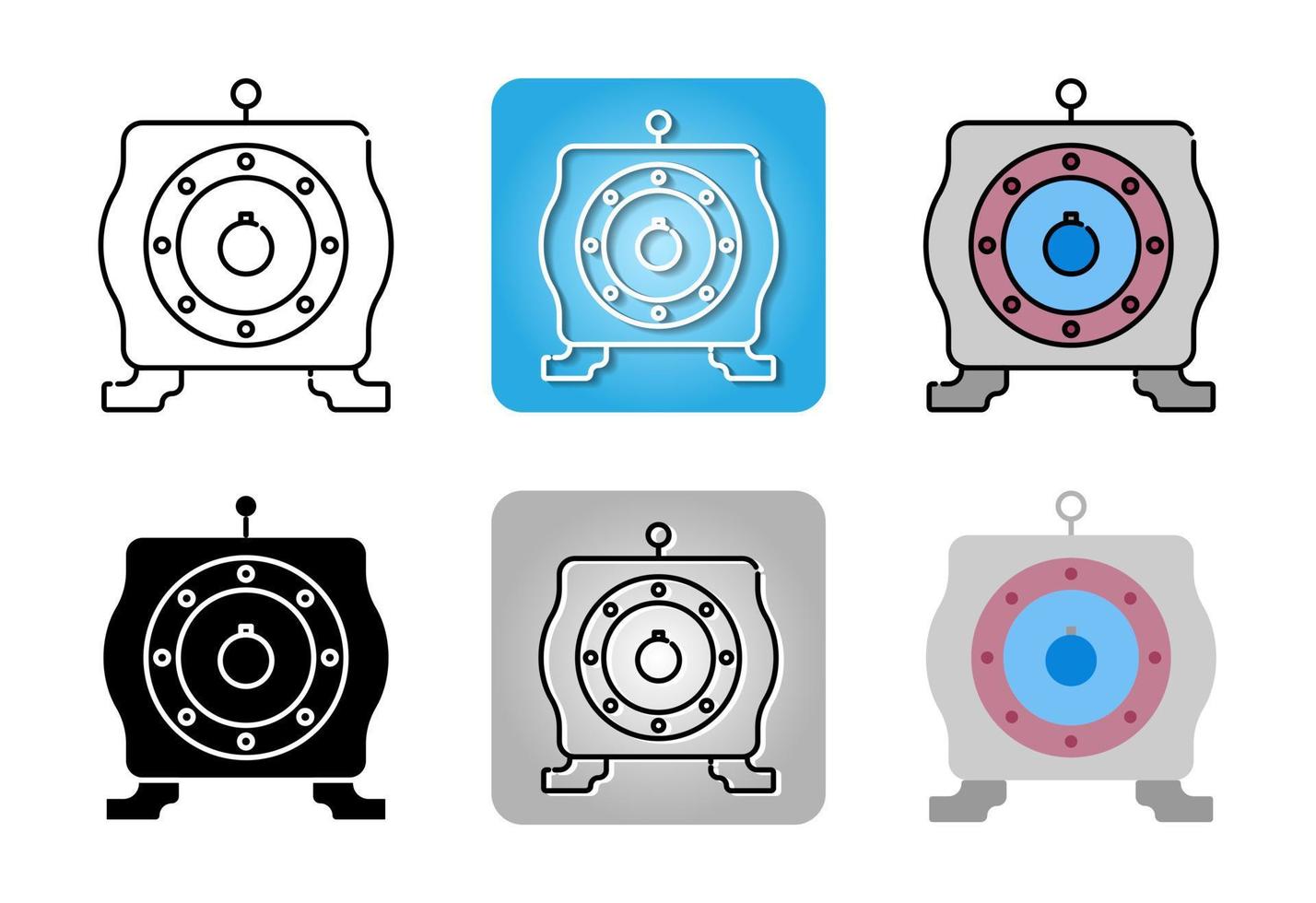 gear of electric motor and icon set isolated on white background for web design vector