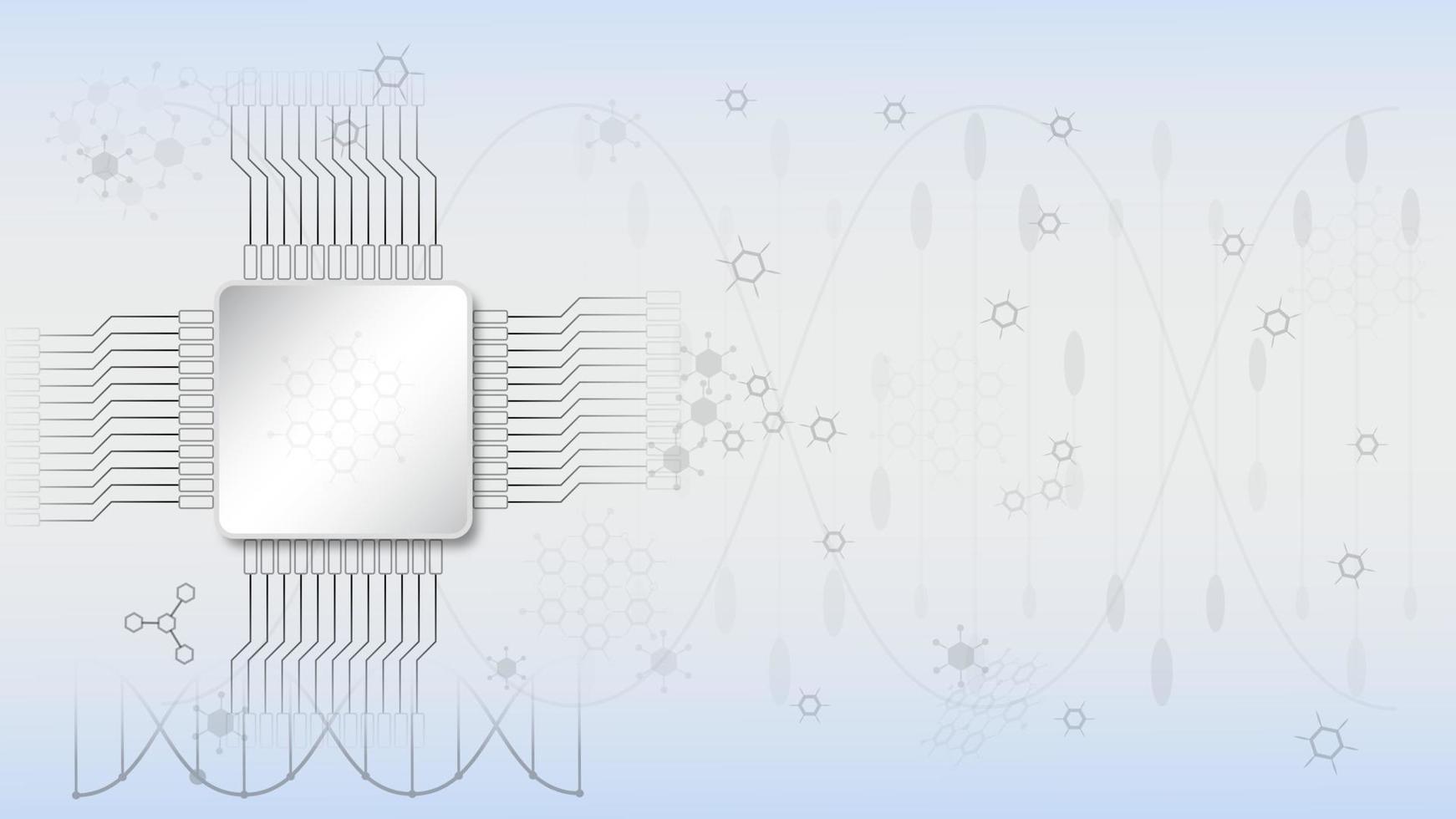 DNA molecules with Biochip for Hi-tech interface. Vector illustration