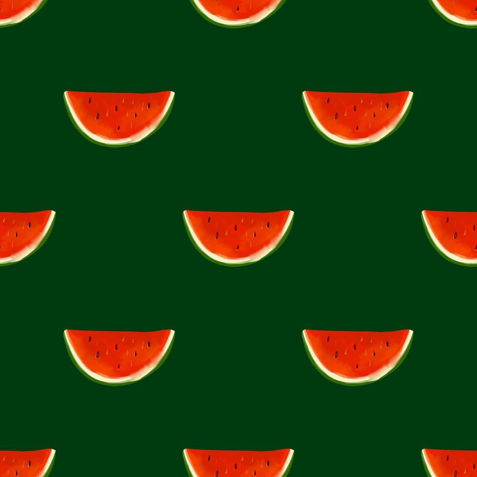 Seamless pattern with iIllustration a watermelon slices on a dark background vector