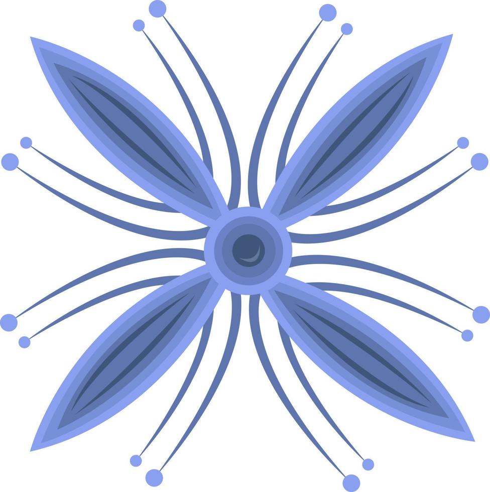 Blue bizarre flower vector illustration for graphic design and decorative element