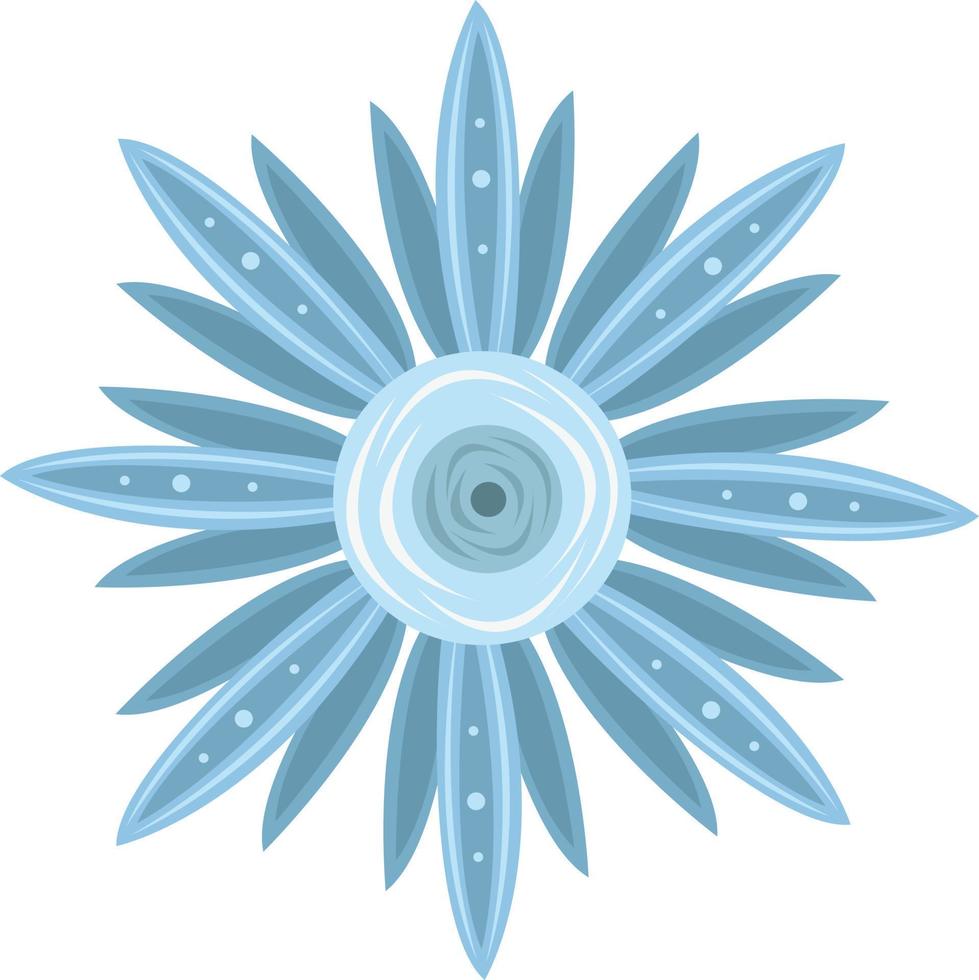 ilustración de vector de flor de hielo de cristal azul para diseño gráfico y elemento decorativo