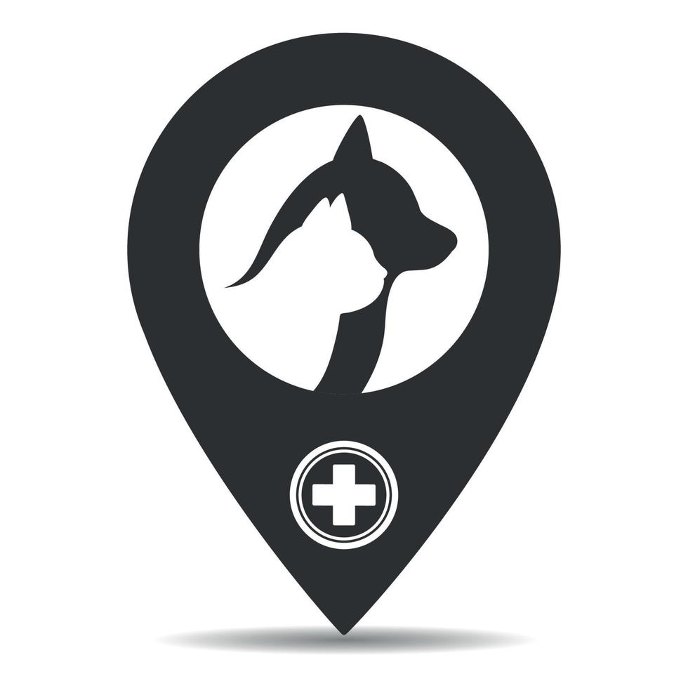 Map pointer with veterinary medicine hospital vector
