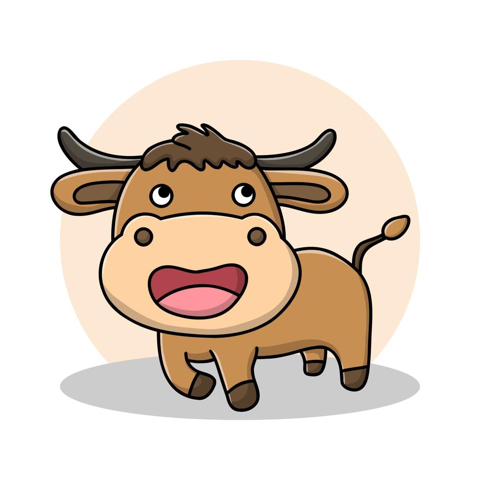 dibujos animados de icono de buey y búfalo. vector de símbolo de vaca
