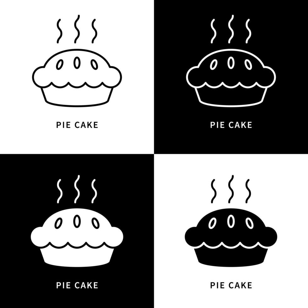 Pie Cake Icon. Dessert And Breakfast Meal Logo. Pastry and Bakery Vector Symbol