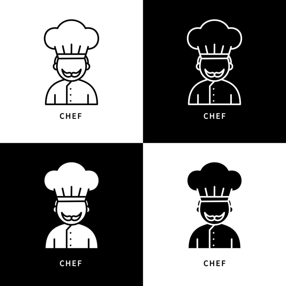 icono de perfil de chef. logotipo del personaje del panadero. símbolo de vector de trabajador uniforme de panadería y cocina