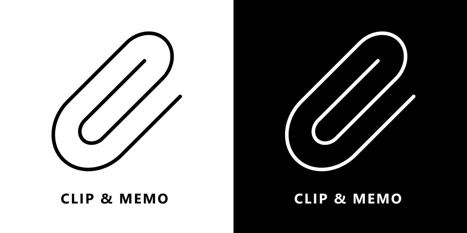 logotipo de icono de papel de clip. etiqueta memo y marca marcador ilustración vectorial vector