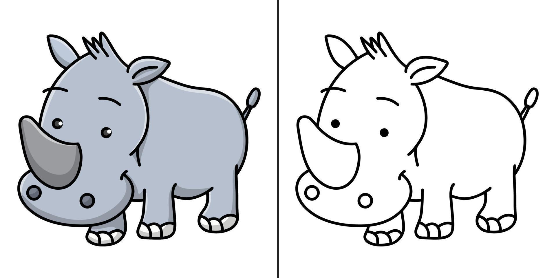 vector de símbolo de rinoceronte. rinoceronte icono dibujos animados niños libro para colorear