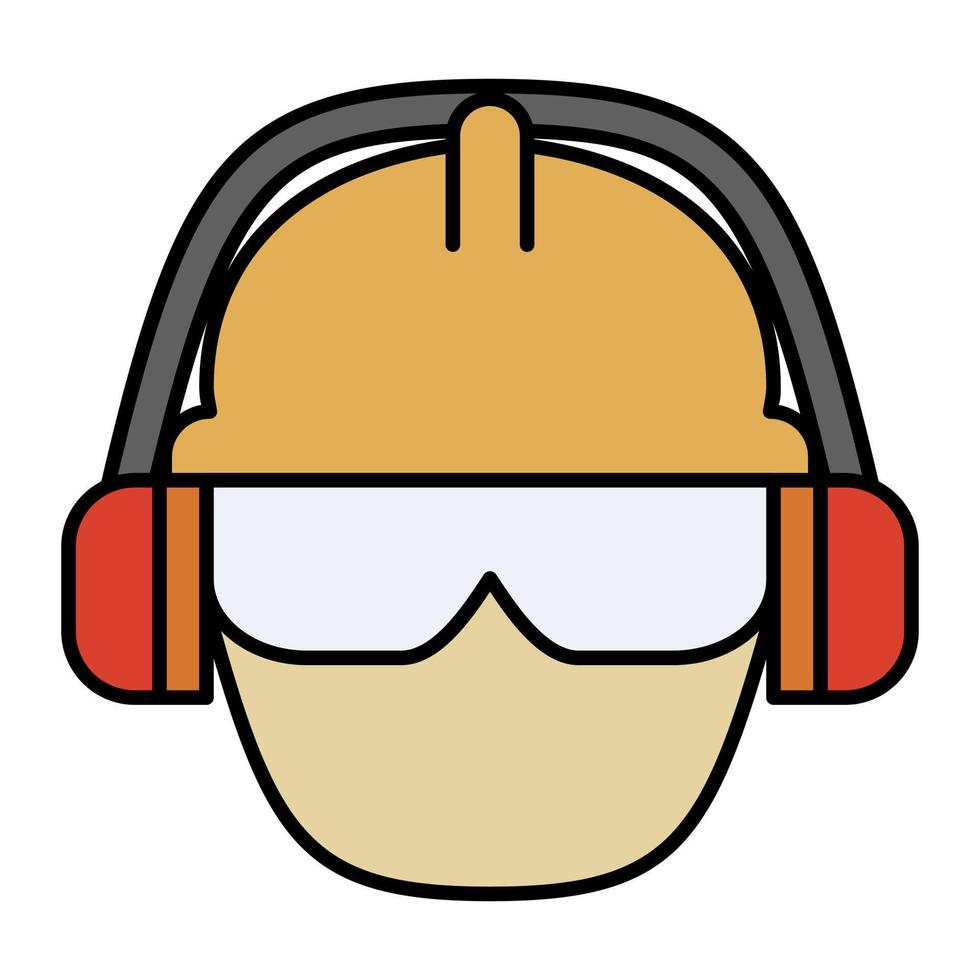 dibujos animados de icono de protección de la cabeza. vector de símbolo de construcción e ingeniería