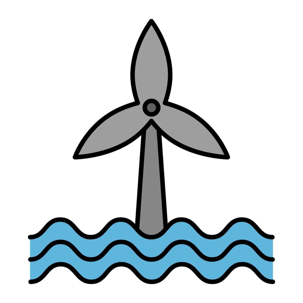 Wheel Water Icon Cartoon. Nature Power Symbol Vector