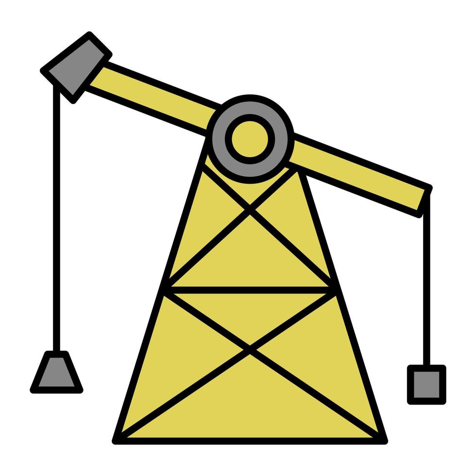 Crane Icon Cartoon. Construction Machine Symbol Vector