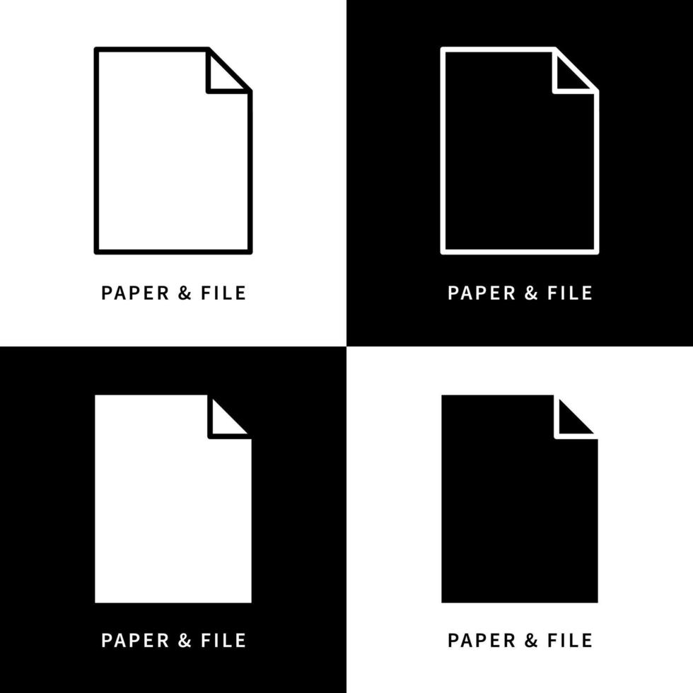 Paper And File Icon Symbol. Blank Document Logo Vector Illustration