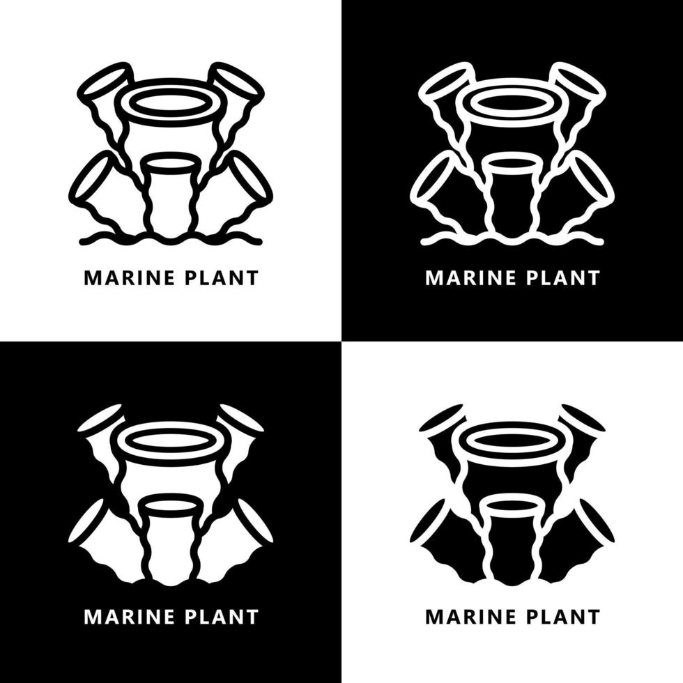 Marine Plant Icon Cartoon. Ocean Leaf Plant Symbol Vector Logo