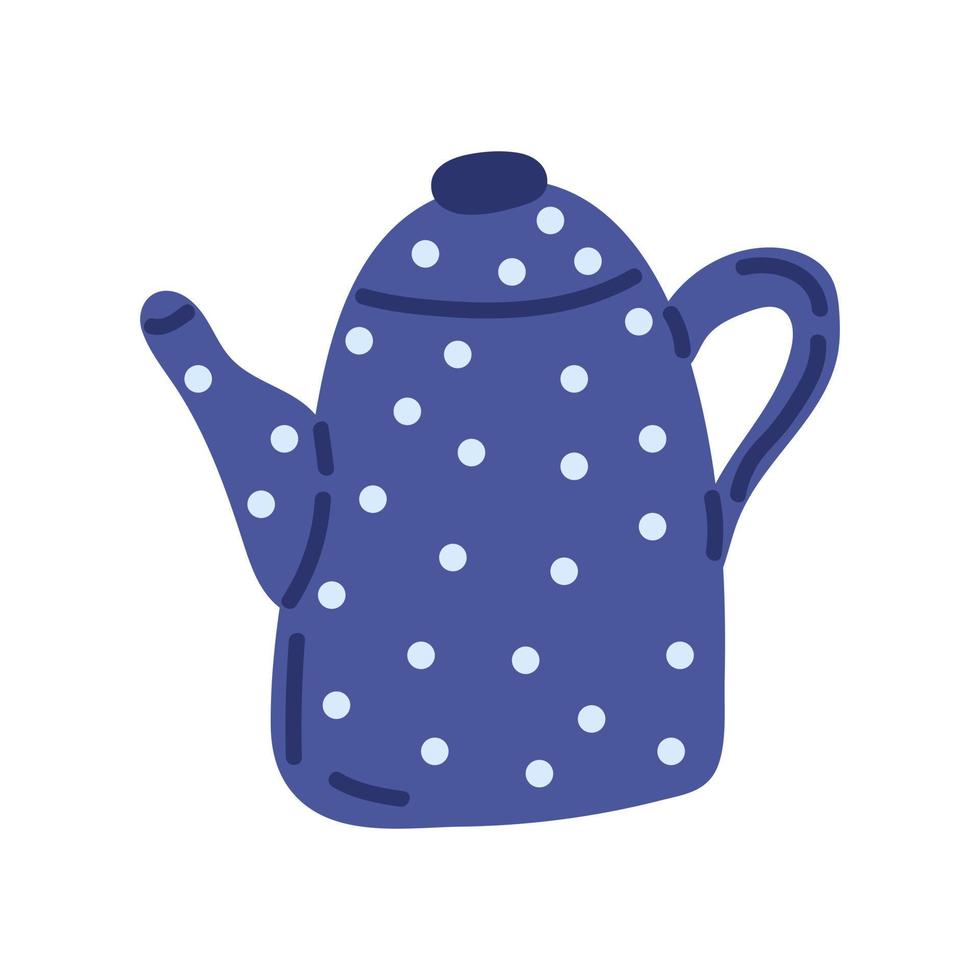 Polka dot kettle Doodle style Cozy Autumn. Flat vector illustration