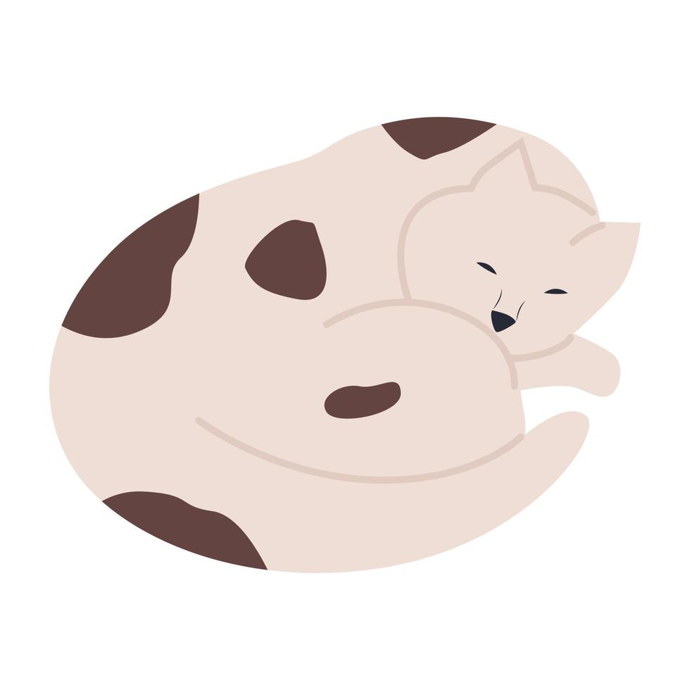 gato durmiendo estilo doodle acogedor otoño. ilustración vectorial plana vector