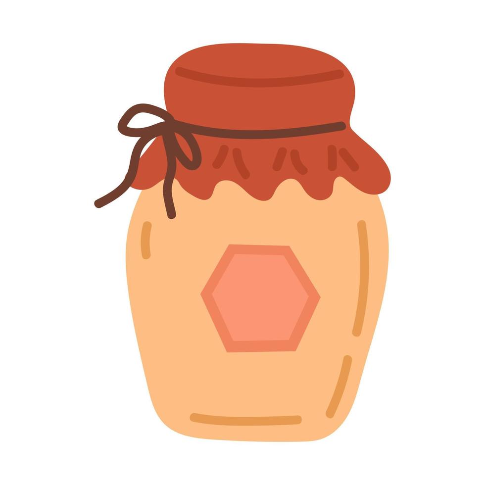 A jar of honey Doodle style Cozy autumn. Flat vector illustration