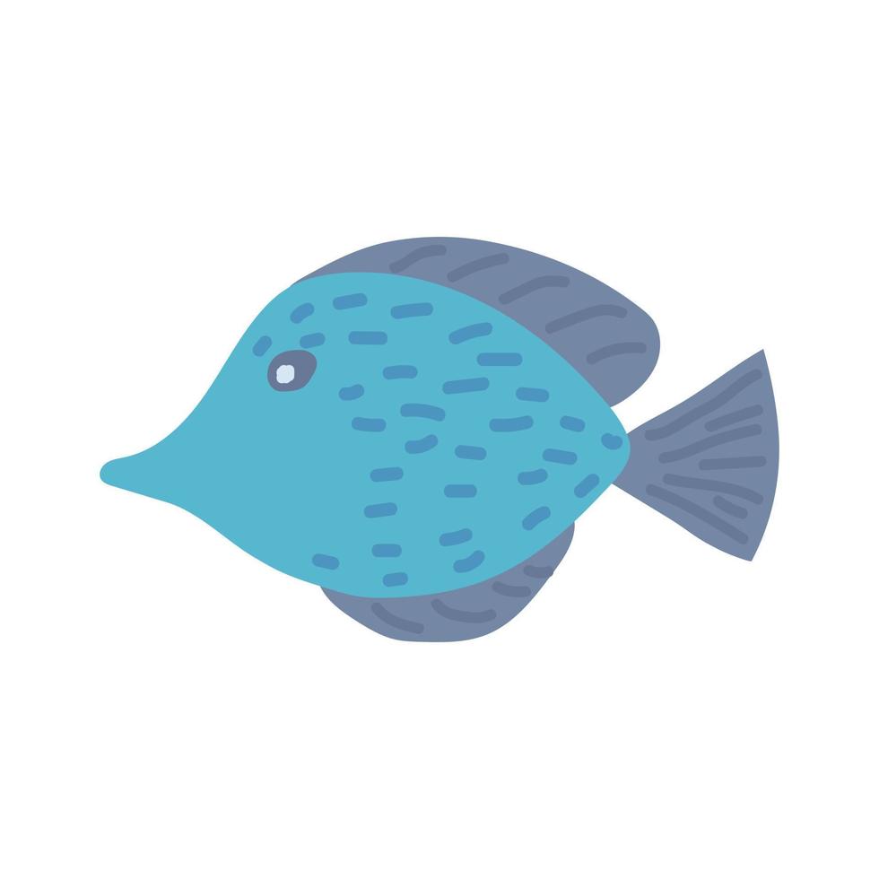 Sea Fish Doodle style Summer Collection. Flat vector illustration