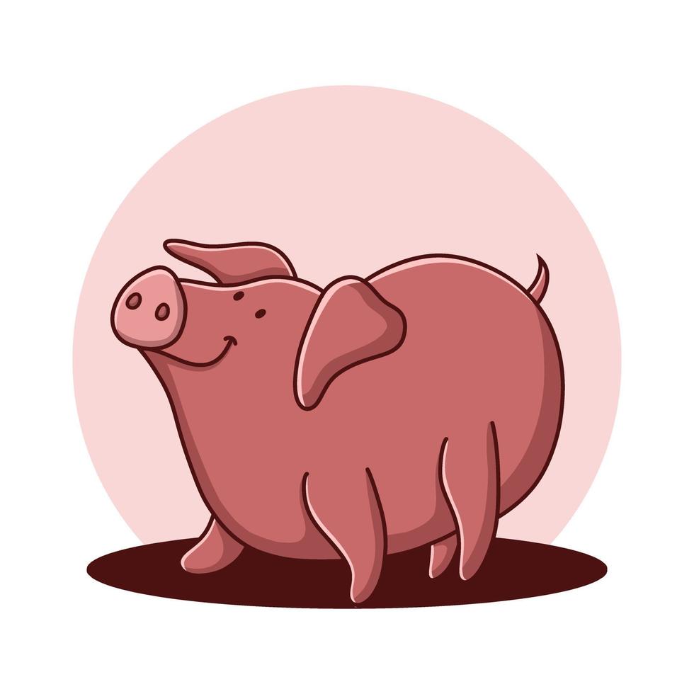 Pig Icon Kids Drawing Cartoon. Farm Animal Hedgehog Mascot Vector Illustration. Zoo and Jungle Logo Cute Character