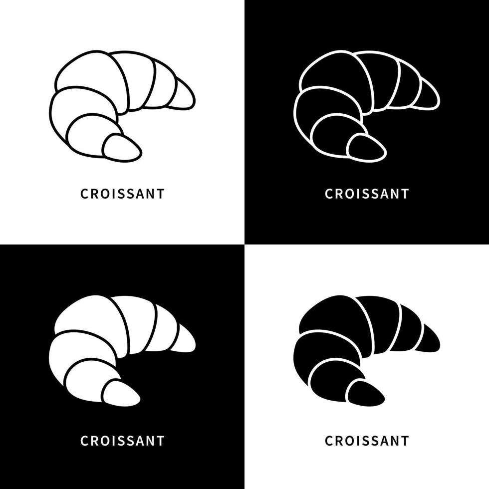 icono de croissant. logo de postre y desayuno. símbolo de vector de pastelería y panadería