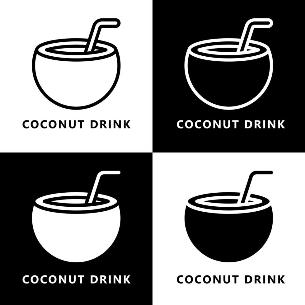 Coconut Drink Icon Cartoon. Nature Holiday Symbol Vector Logo