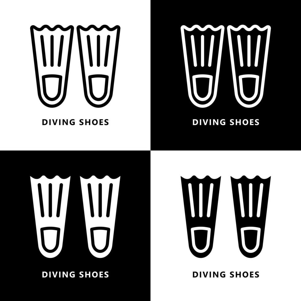 Diving Shoes Icon Cartoon. Underwater Sport Footwear Symbol Vector Logo