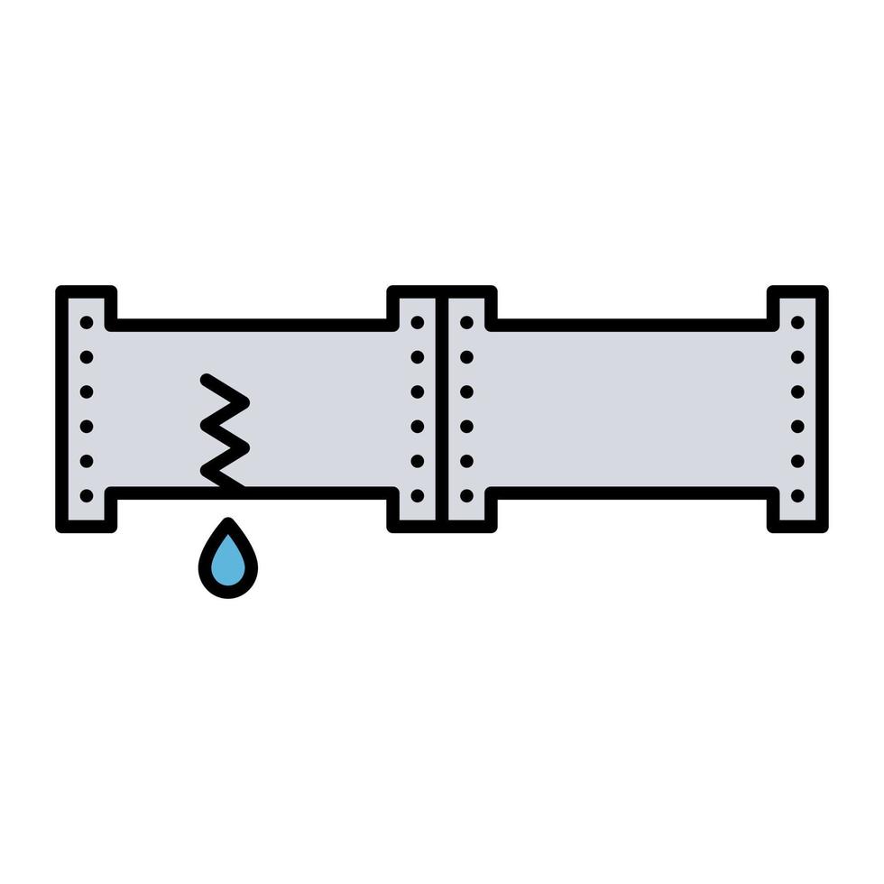 caricatura de icono de plomería rota. vector de símbolo de fuga de tubería