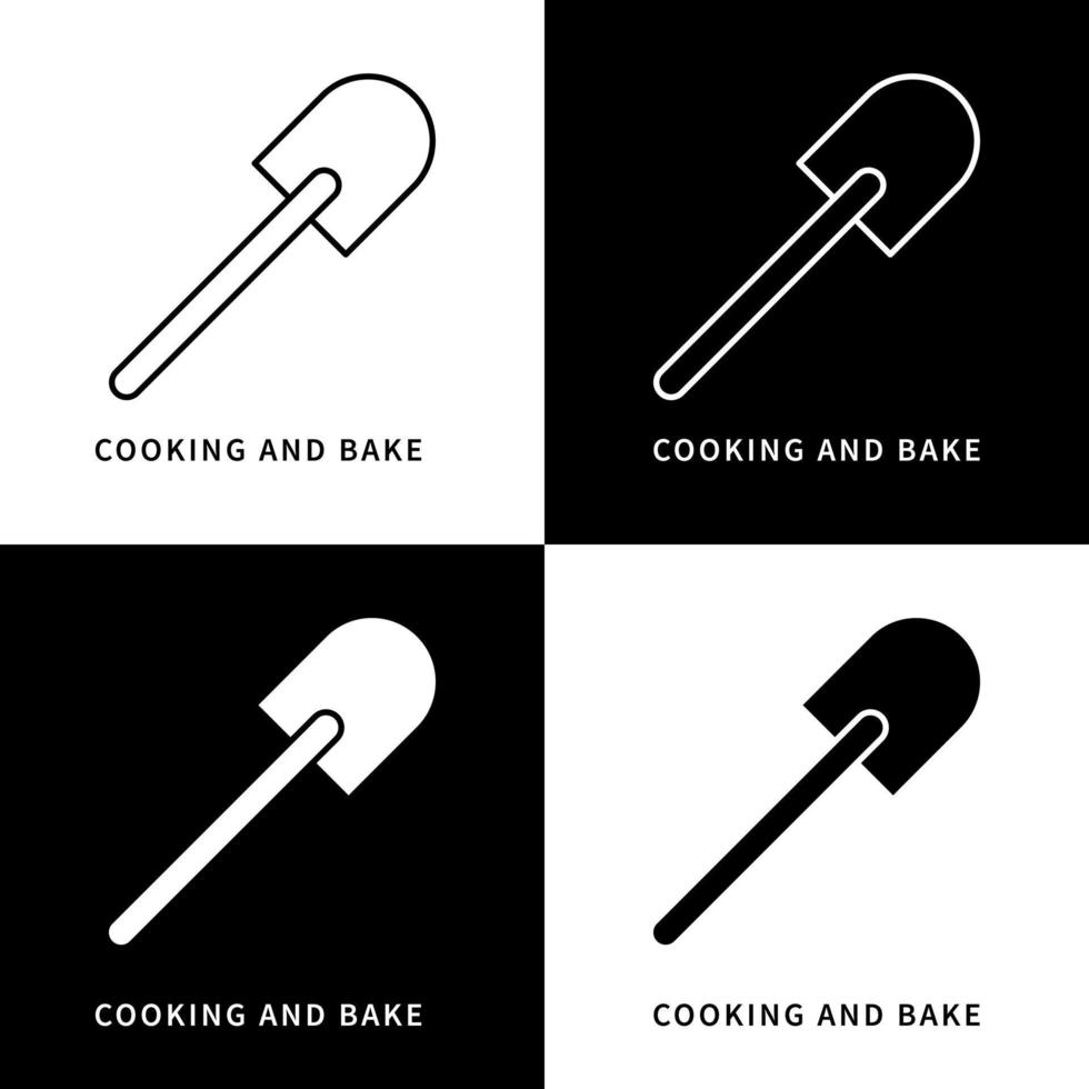 icono de utensilios de cocina para cocinar y hornear. símbolo de vector de utensilio de espátula. logotipo de herramientas de alimentos y pasteles