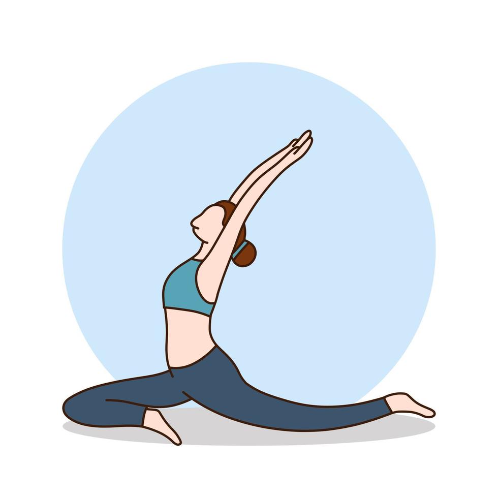 chica yoga deporte icono de dibujos animados. ilustración de vector de mascota de salud femenina. logotipo de actividad de entrenamiento de mujer