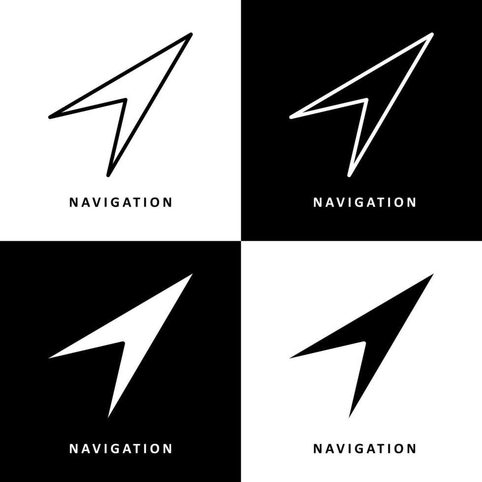 Navigation Arrow Icon Symbol. Compass Sign Logo Vector Illustration