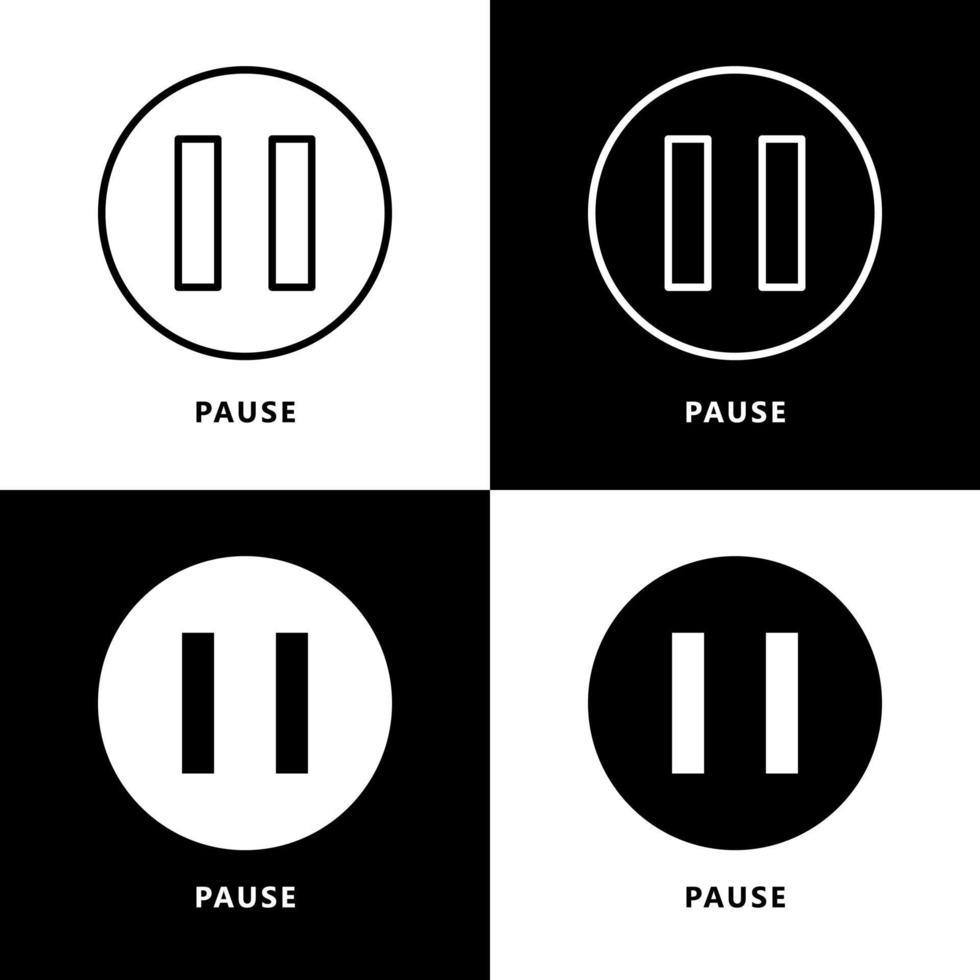 Stop and Pause icon Symbol. Media Button Logo Vector Illustration