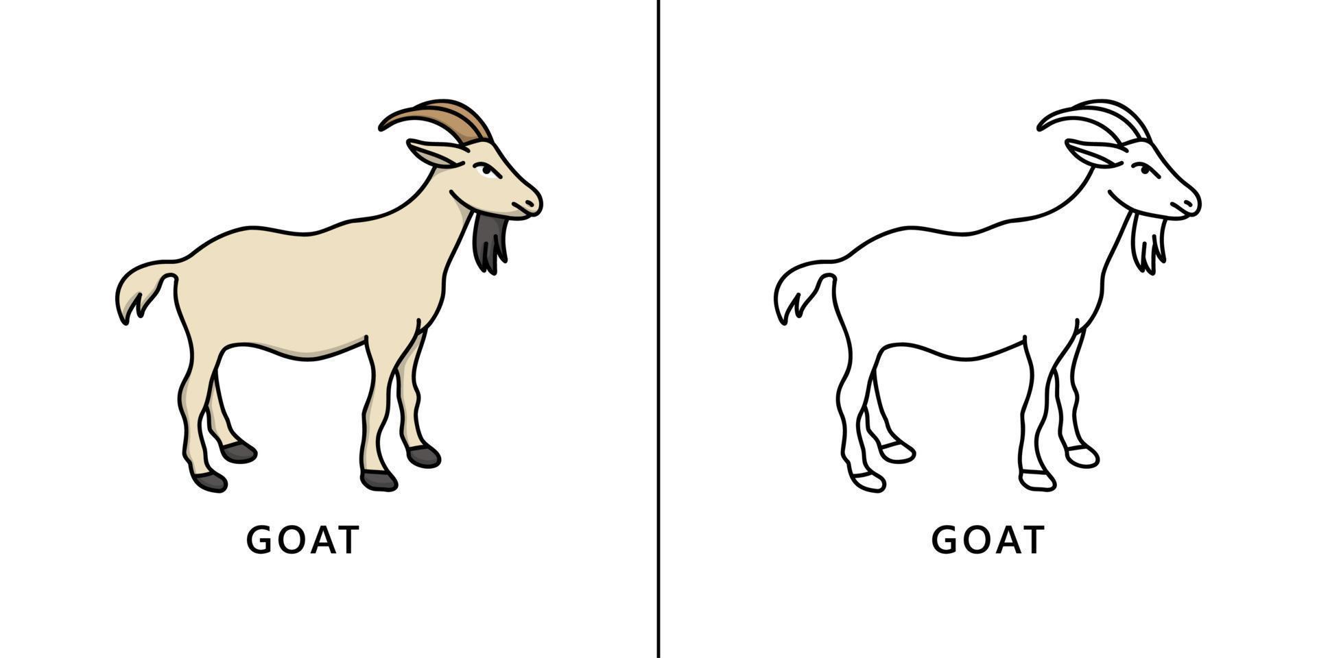 Goat Cartoon Icon. Animal Farm Symbol Vector Kids Coloring Book