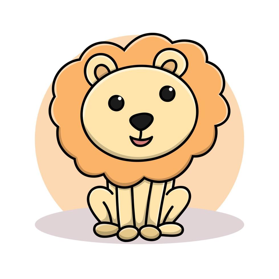 Lion Icon Cartoon. Wild Animal Character Symbol Vector