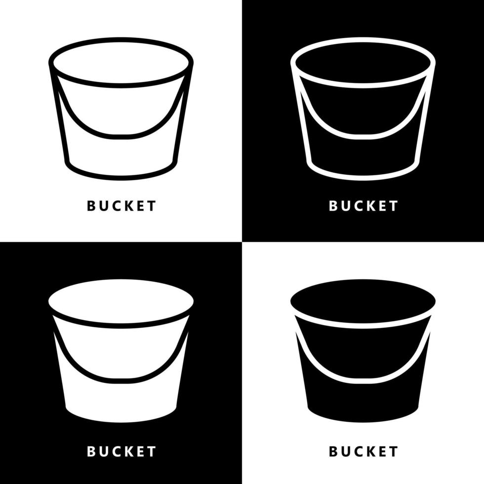 Bucket Icon Cartoon. Water Container Symbol Vector