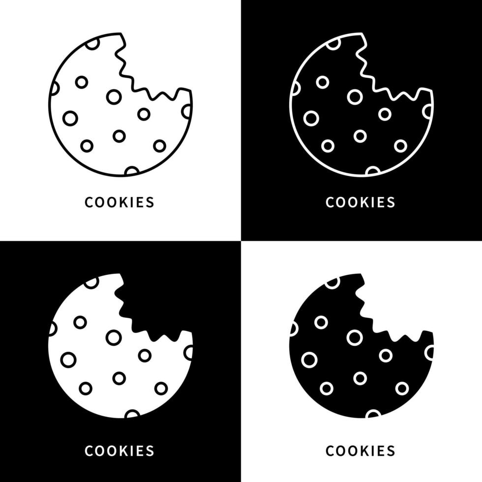 Cookies And Biscuits Icon Set. Homemade Bake and Pastry Logo Vector Design. Bakery Cake Symbol