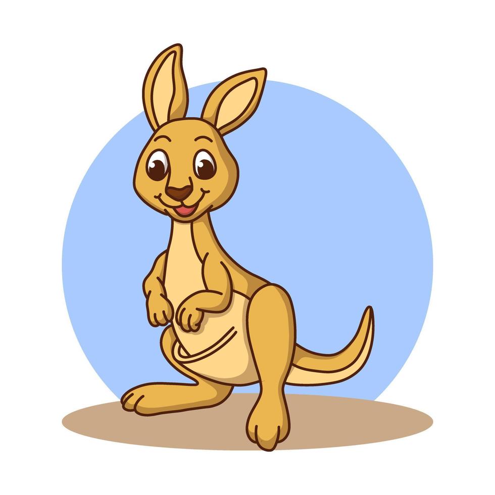 Kangaroo Icon Kids Drawing Cartoon. Aussie Cute Animal Mascot Vector Illustration. Animals Of Australia Logo Cute Character