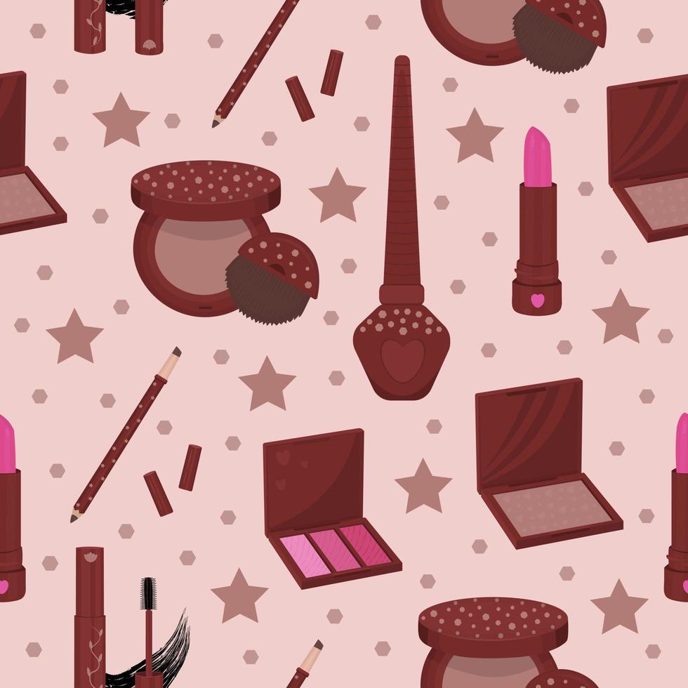 Cosmetic items, seamless pattern vector