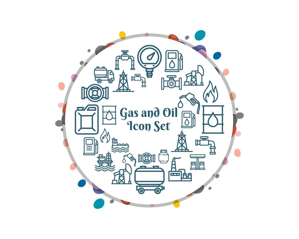 Gas and oil icon set on white background Premium Vector