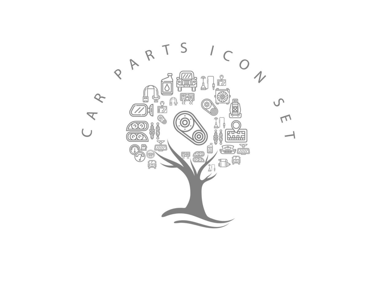 Car parts icon set vector