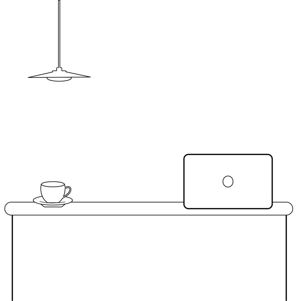 espacio de oficina en blanco y negro para trabajar o estudiar. interior de la casa. ilustración vectorial vector