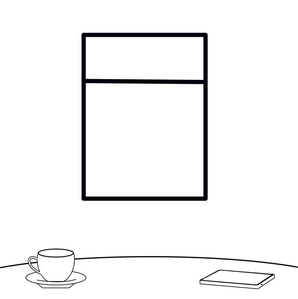 espacio de oficina en blanco y negro para trabajar o estudiar. interior de la casa. ilustración vectorial vector
