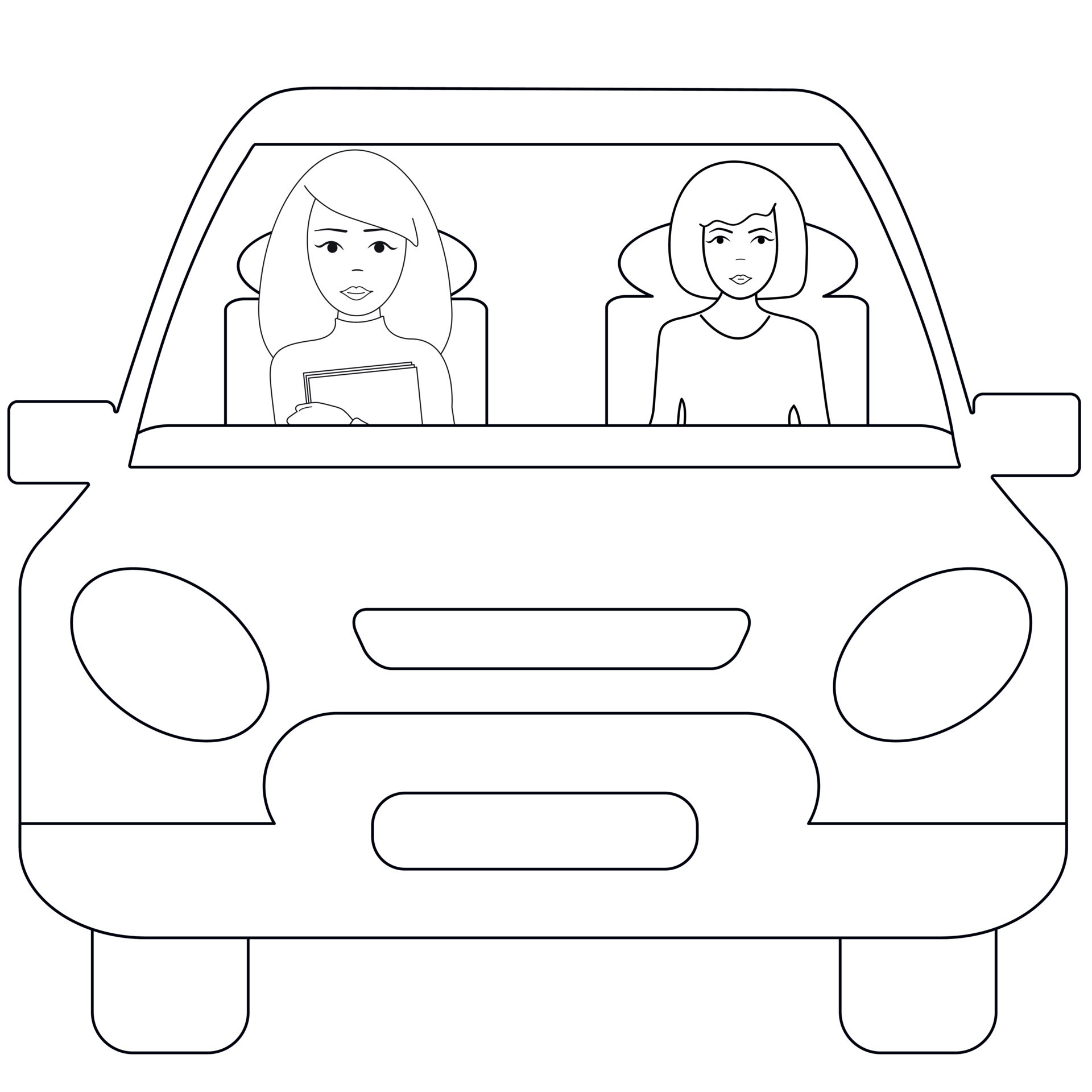 Black and white people travel by car. Vector illustration. 9750108