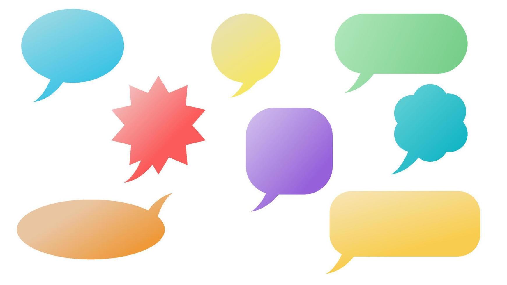 blank color speech bubbles set isolated on white background for cartoon talks and doodles decoration vector