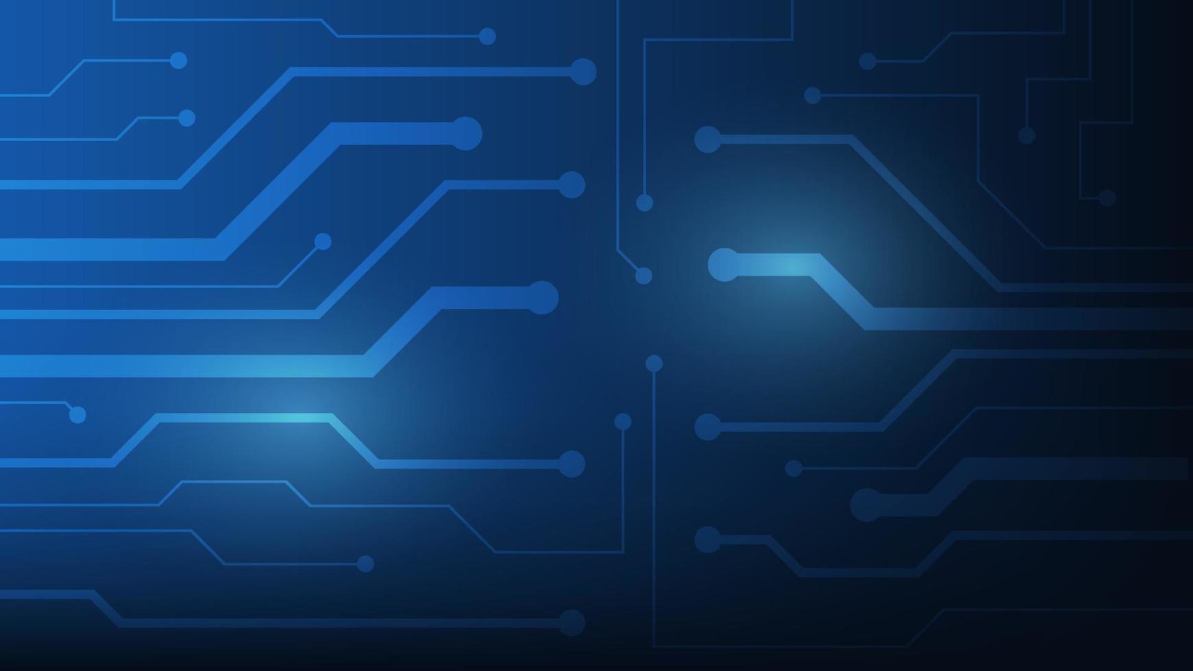 Hi tech digital circuit board. AI pad and electrical lines connected on blue lighting background. futuristic technology concept vector