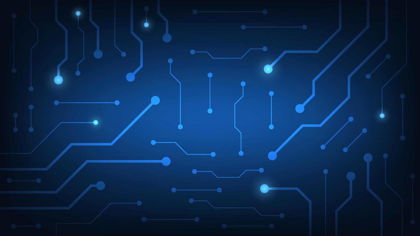 Hi-tech digital circuit board. futuristic AI pad and electrical lines connected on blue lighting background vector