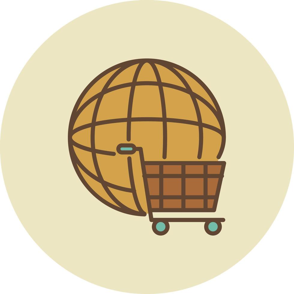 World Cart Filled Retro vector