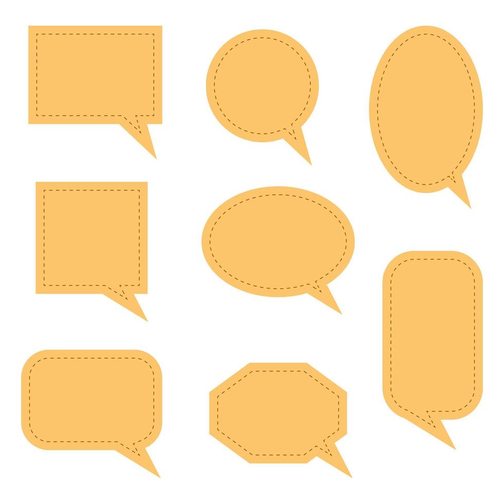 blank orange speech bubbles set isolated on white background vector