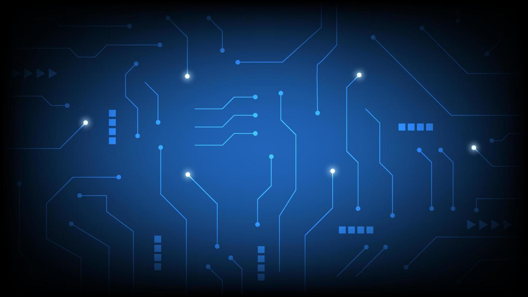 Hi-tech digital circuit board. futuristic AI pad and electrical lines connected on blue lighting background vector