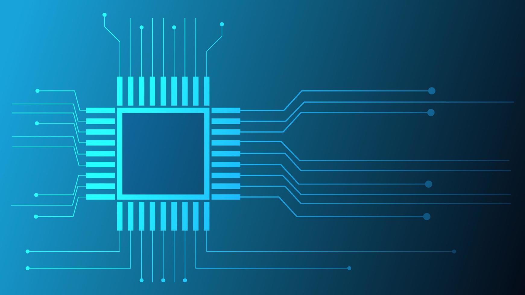 Hi-tech digital circuit board. futuristic AI pad and electrical lines connected on blue lighting background vector