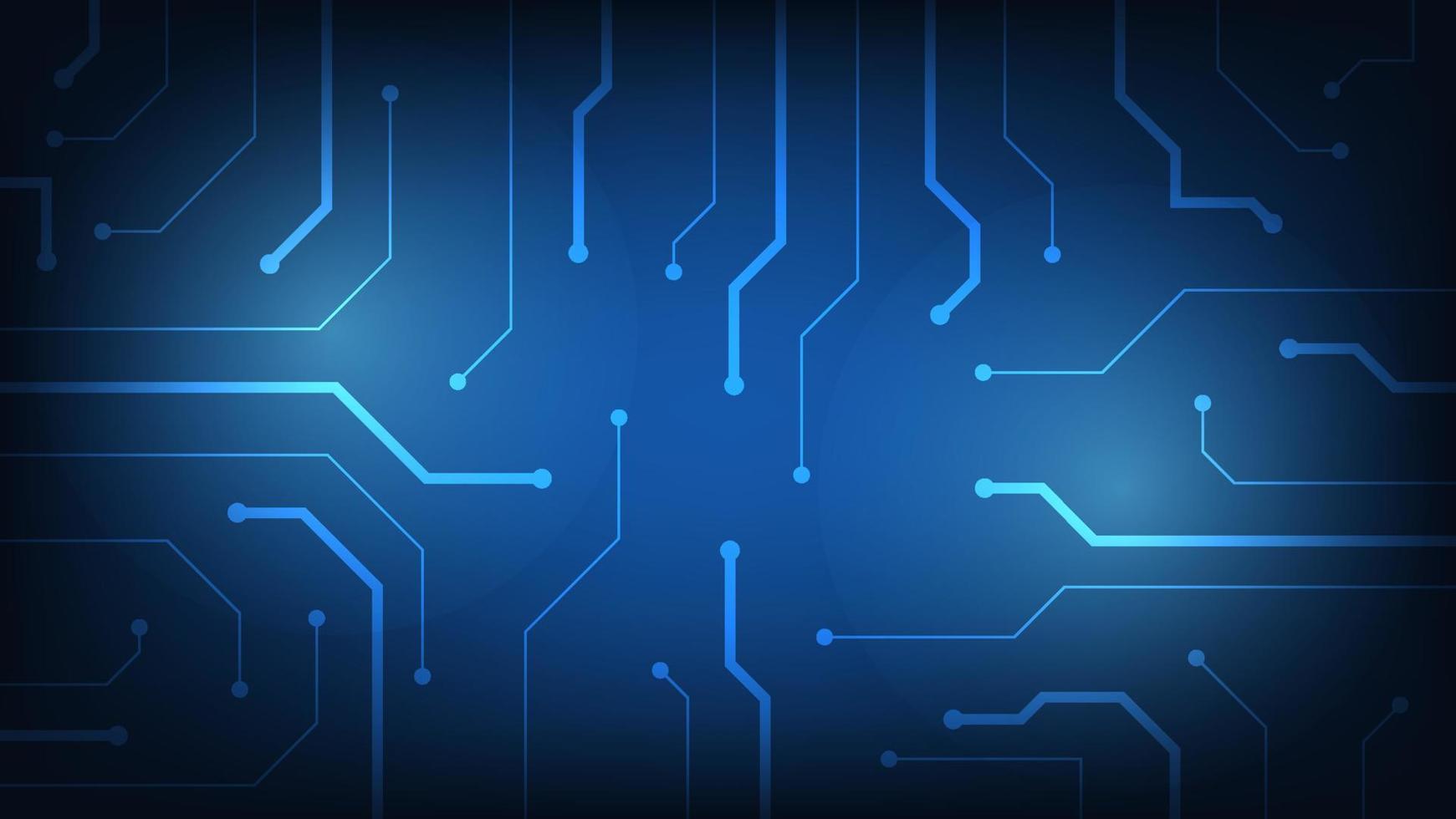 Hi-tech digital circuit board. futuristic AI pad and electrical lines connected on blue lighting background vector